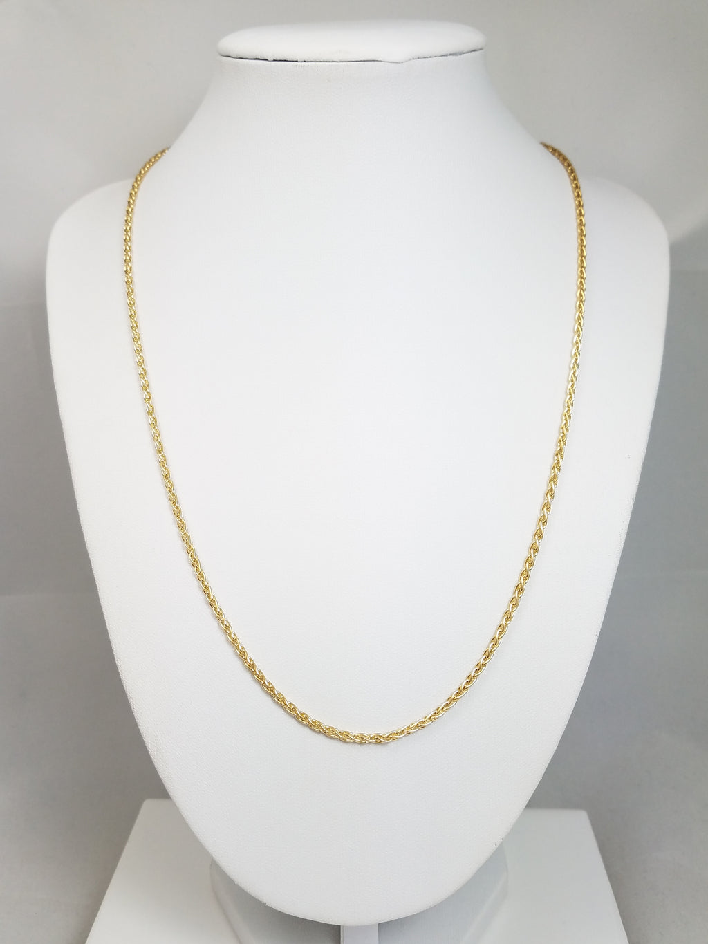 14k Yellow Gold Solid Round Wheat Chain 20" Necklace