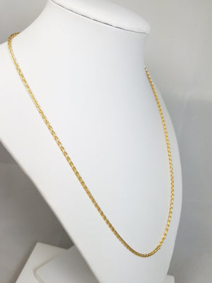 14k Yellow Gold Solid Round Wheat Chain 20" Necklace