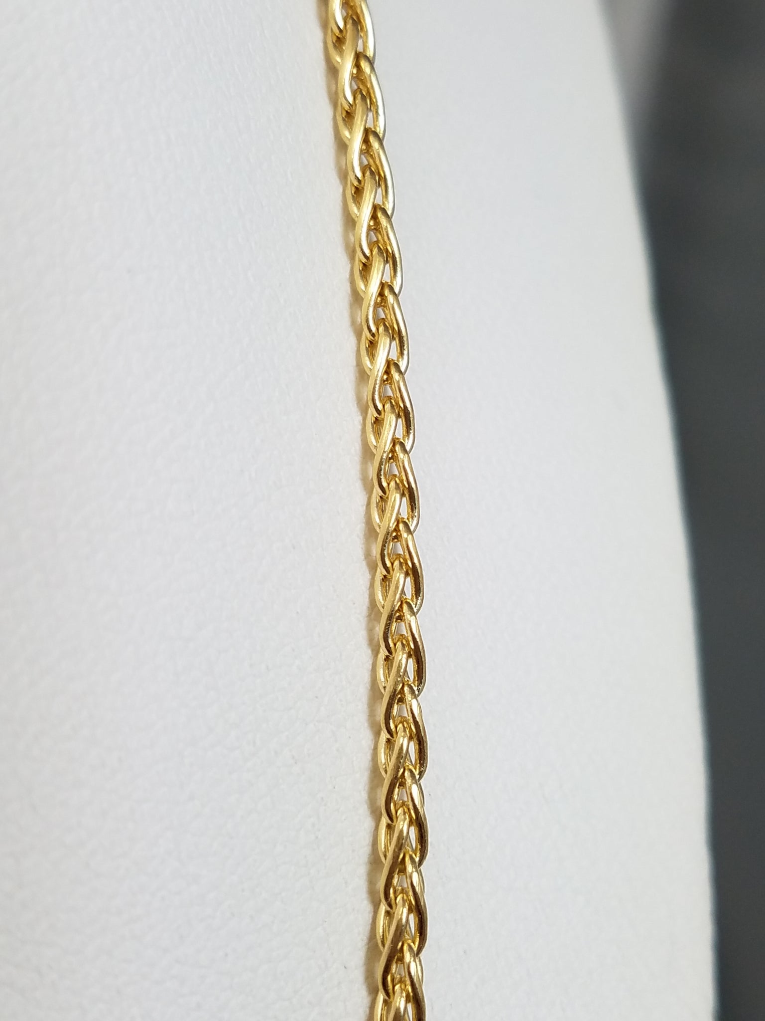 14k Yellow Gold Solid Round Wheat Chain 20" Necklace