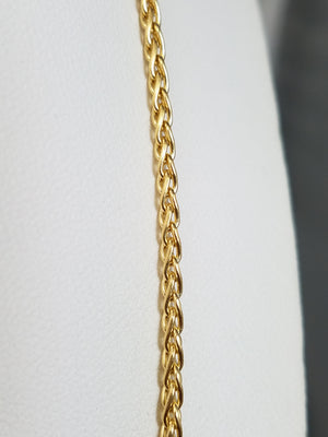 14k Yellow Gold Solid Round Wheat Chain 20" Necklace