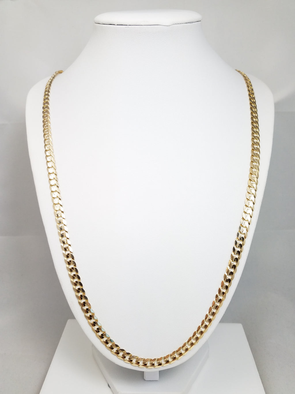 Bold 10k Yellow Gold Solid Concave Curb Link 26" Necklace