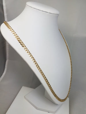 Bold 10k Yellow Gold Solid Concave Curb Link 26" Necklace