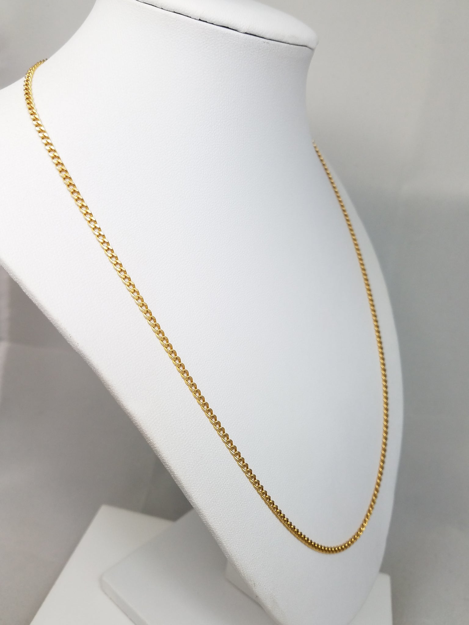 Solid Curb Link 21" 18k Yellow Gold Necklace