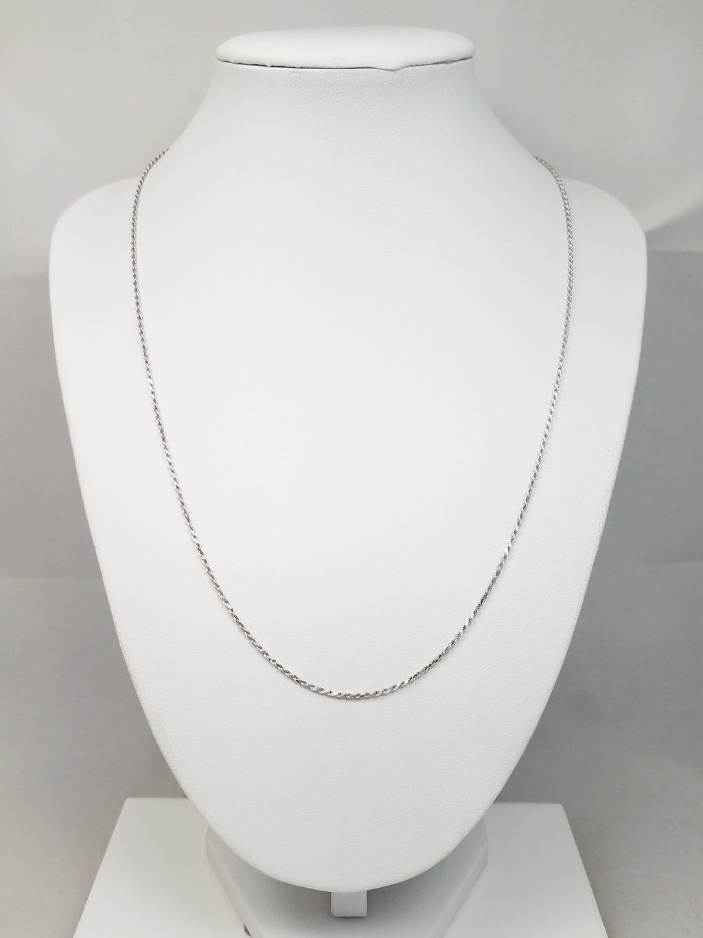 Classic 20" 14k Solid White Gold Diamond Cut Rope Chain Necklace