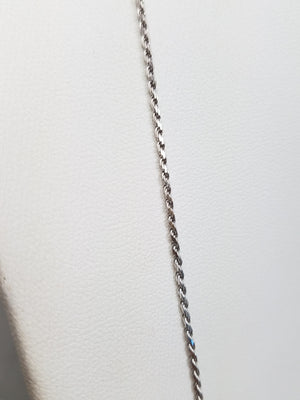 Classic 20" 14k Solid White Gold Diamond Cut Rope Chain Necklace