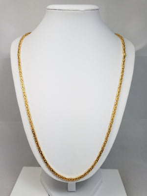 Exceptional 24" Solid 14k Yellow Gold Byzantine Chain Necklace