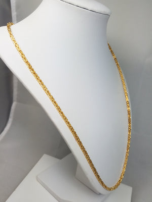 Exceptional 24" Solid 14k Yellow Gold Byzantine Chain Necklace