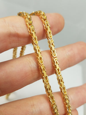 Exceptional 24" Solid 14k Yellow Gold Byzantine Chain Necklace