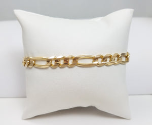 Sporty 8.5" 14k Solid Yellow Gold Figaro Link Bracelet Italy