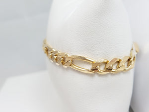 Sporty 8.5" 14k Solid Yellow Gold Figaro Link Bracelet Italy