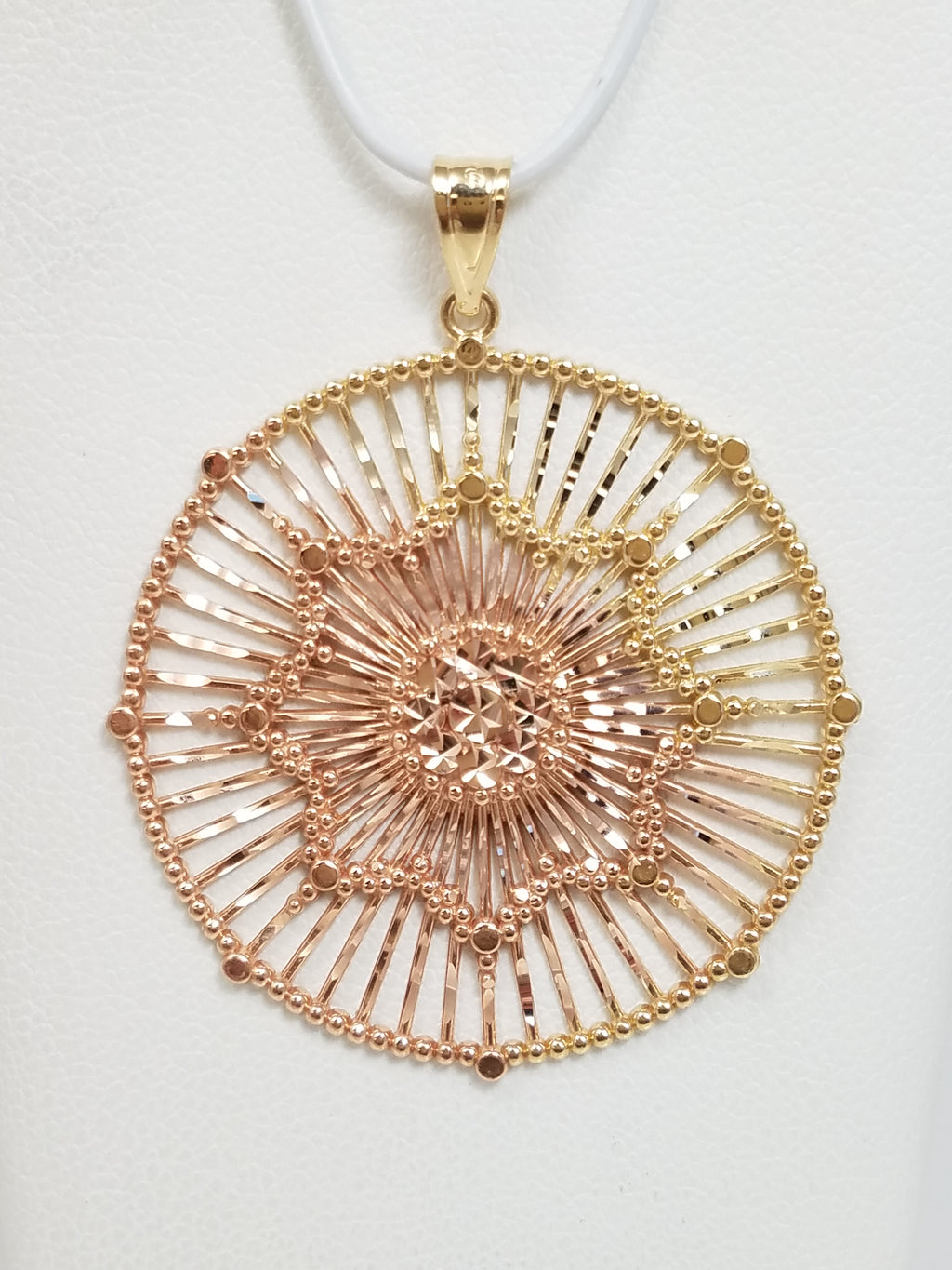 Intricate 14k Two Tone Gold Round Pendant