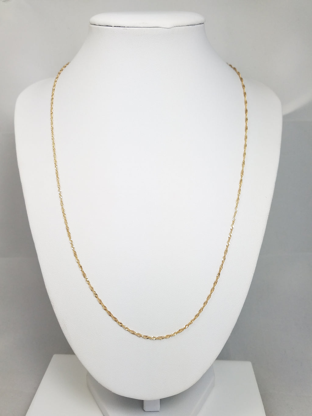 Simple 20" 14k Solid Yellow Gold Singapore Link Chain Necklace