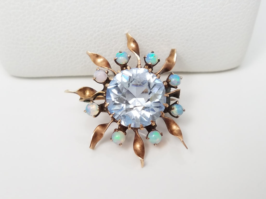 Early 1900's 9k Gold Starburst Gemstone Pin