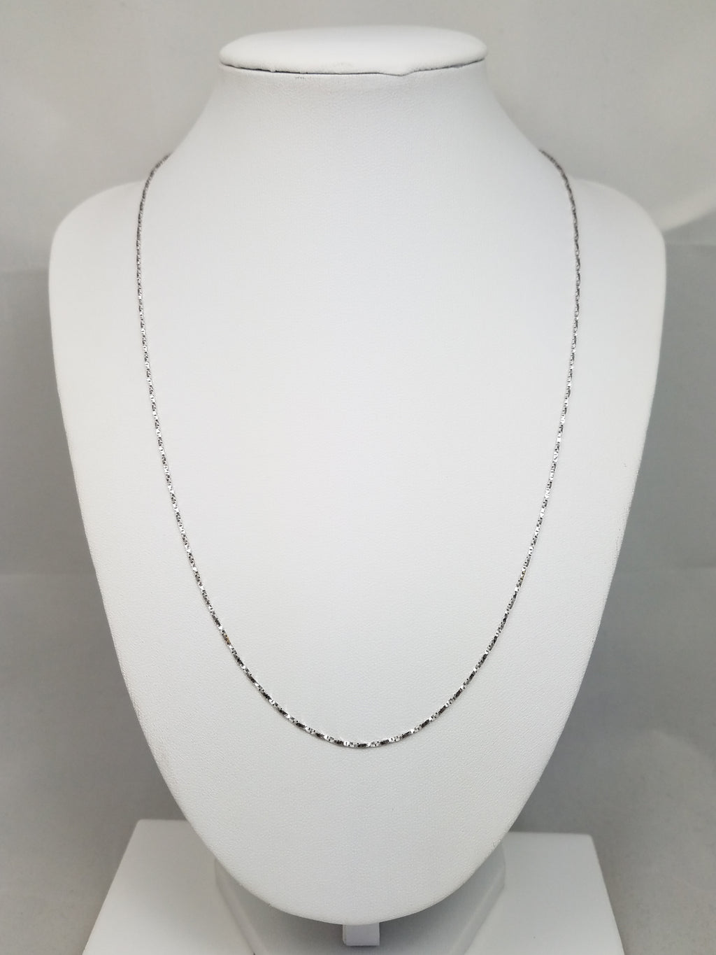 Classic 20" 14k White Gold Twisty Box Link Chain Necklace Italy