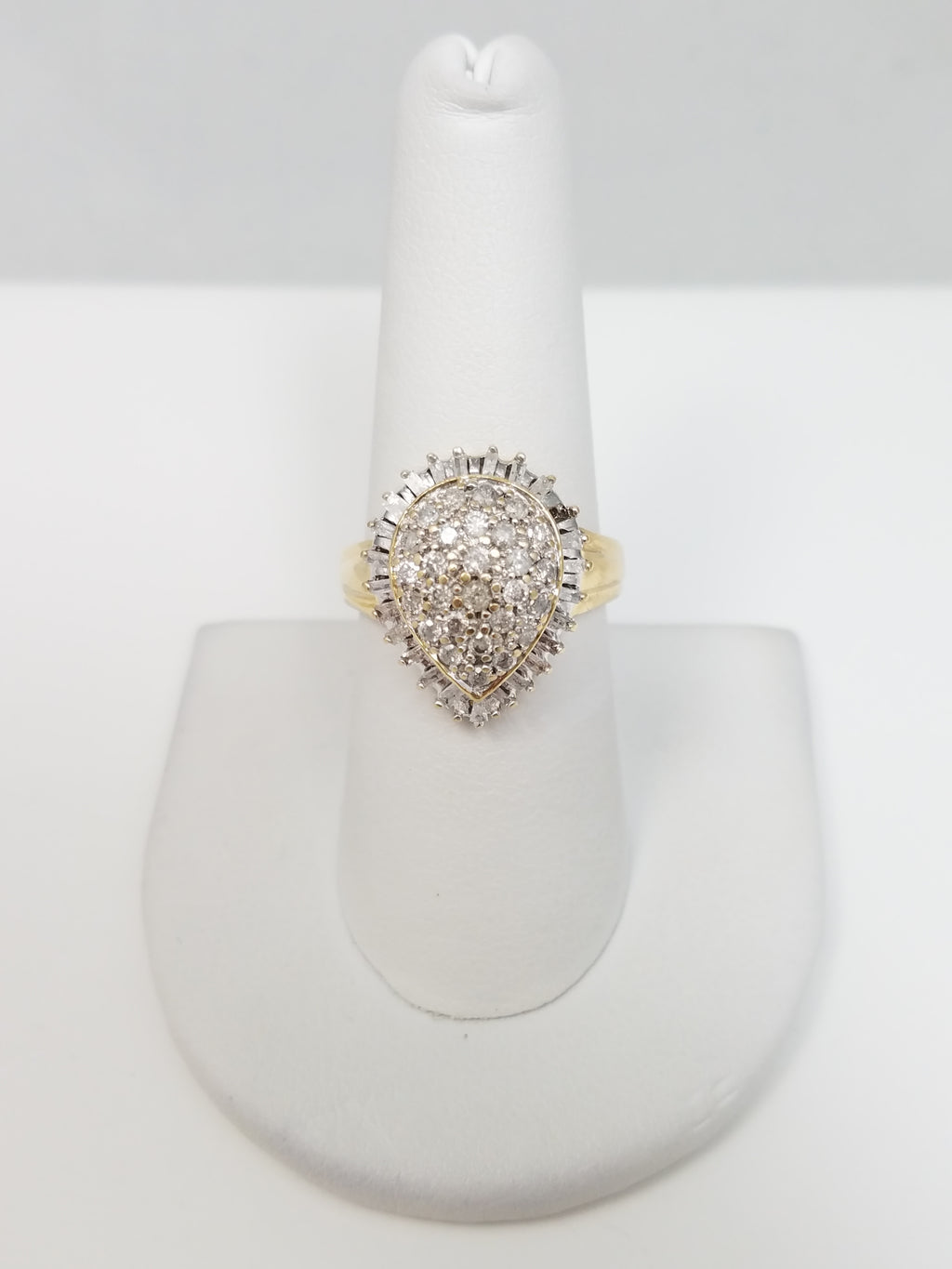 1ctw Natural Diamond 10k Yellow Gold Cocktail Ring