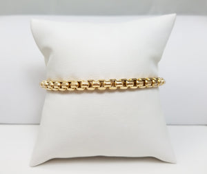 Refined 7" Solid 14k Gold Round Box Bracelet