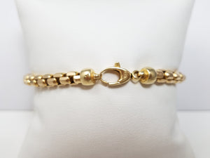 Refined 7" Solid 14k Gold Round Box Bracelet