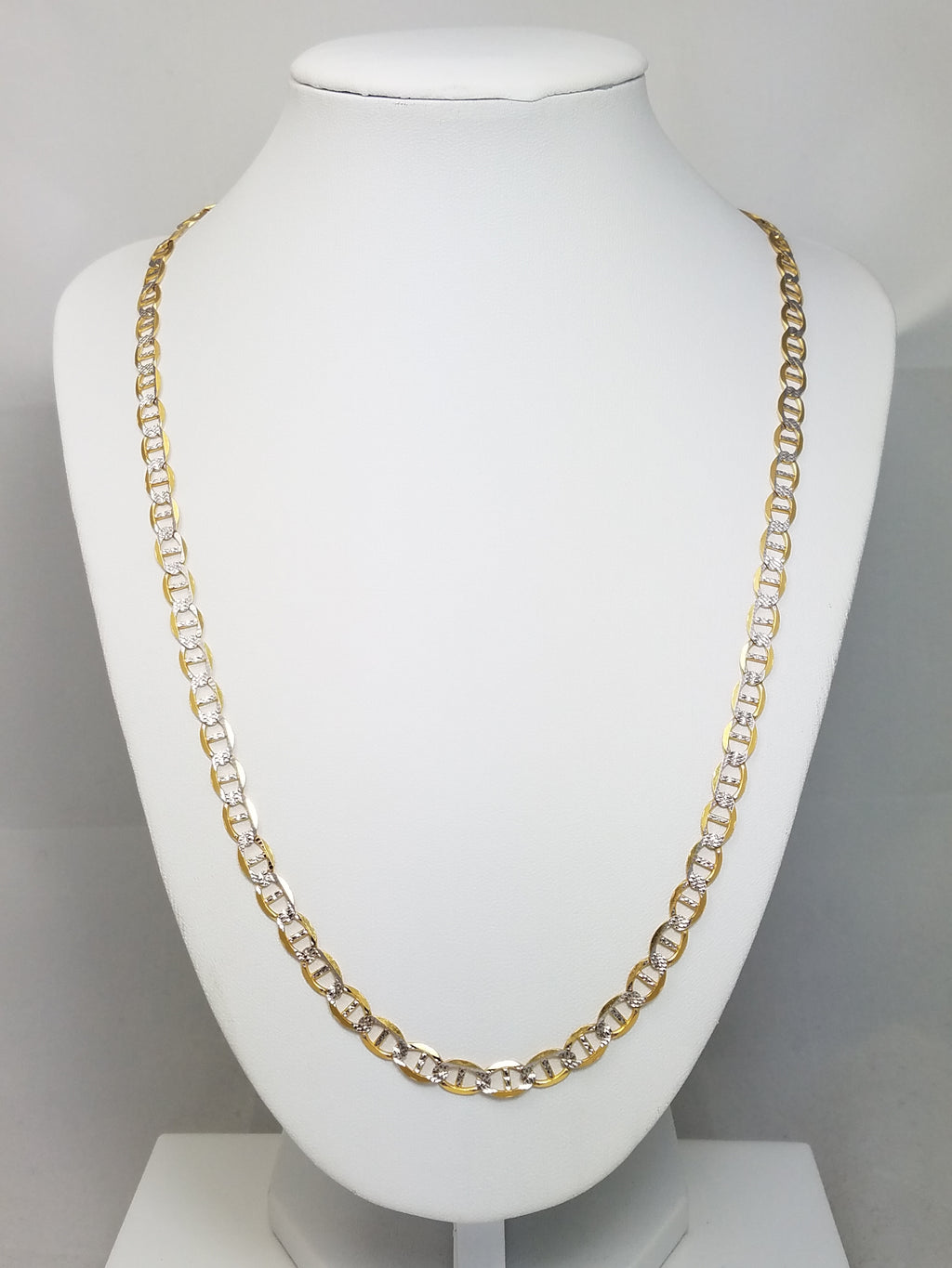 Jazzy 22" 14k Two Tone gold Diamond Cut Fancy Link Chain Necklace