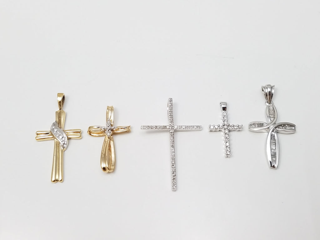 10k Gold Diamond Cross Pendant Lot