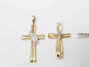 10k Gold Diamond Cross Pendant Lot