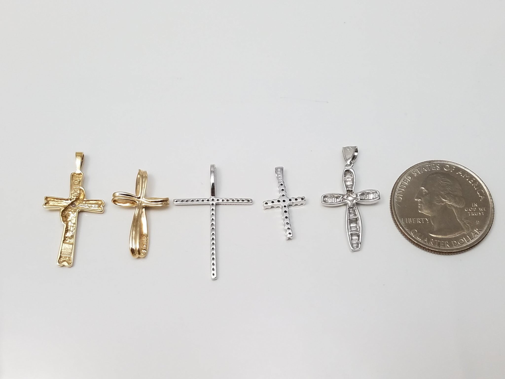 10k Gold Diamond Cross Pendant Lot