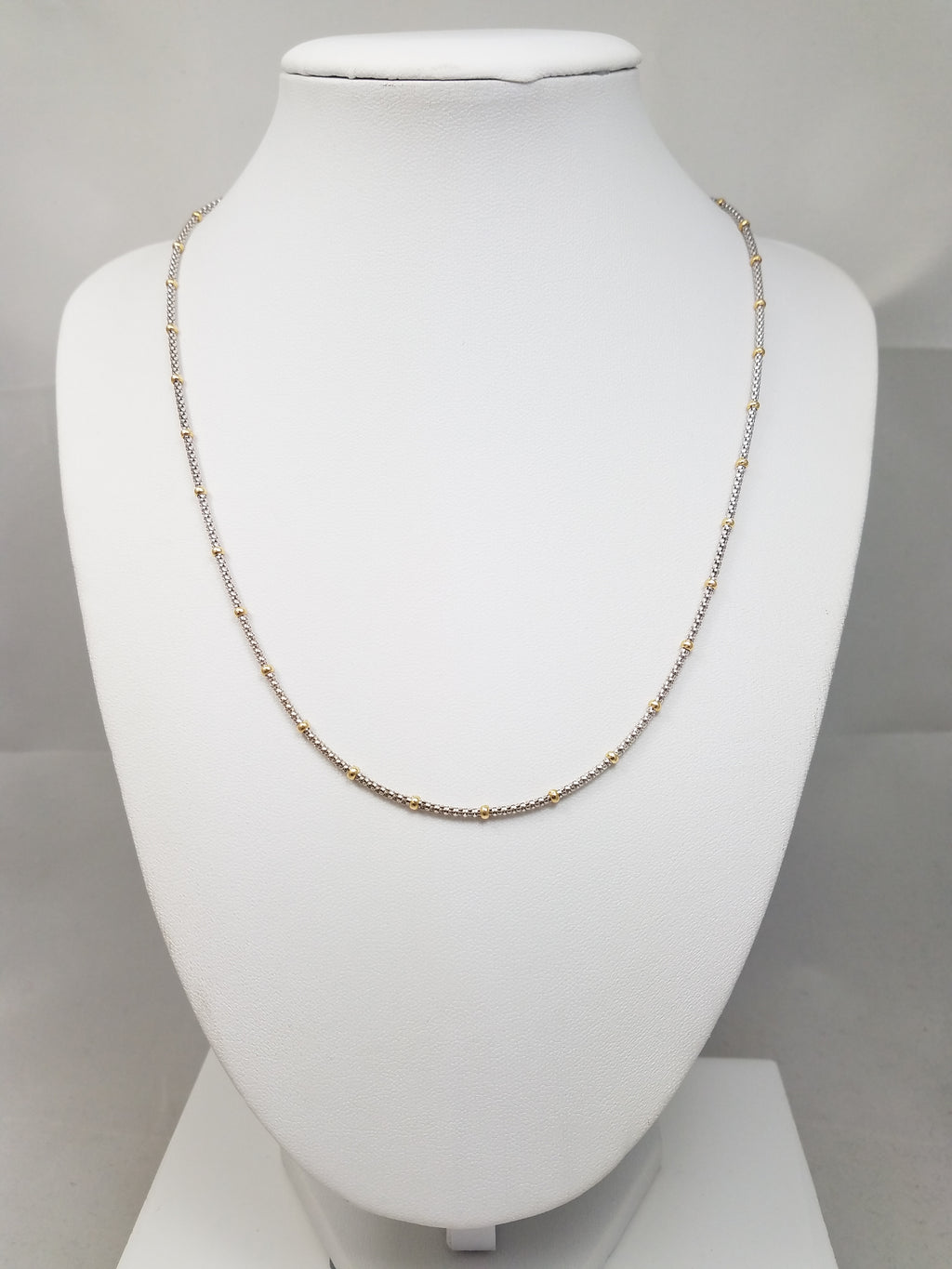 Colorful 18" 14k Two Tone Gold Fancy Popcorn Link Chain Necklace