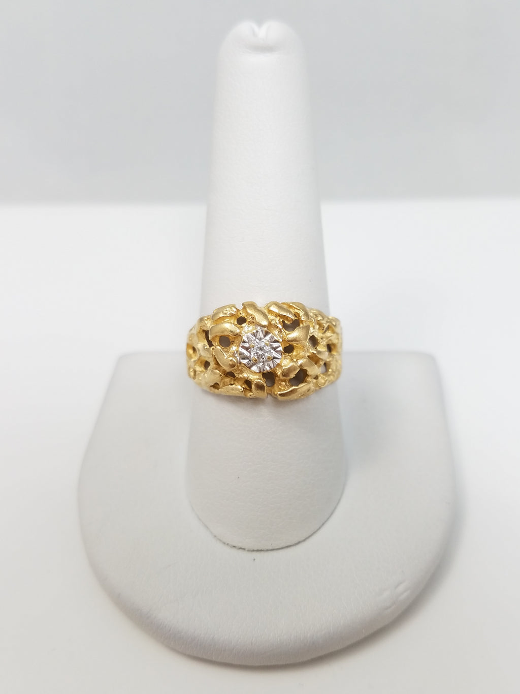 Classic 10k Yellow Gold Natural Diamond Nugget Ring