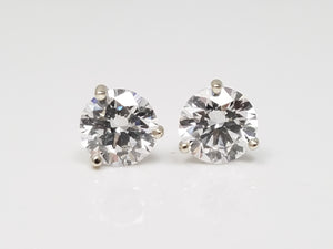 New Gorgeous 14k White Gold 1.03ctw Lab Grown Diamond Solitaire Earrings