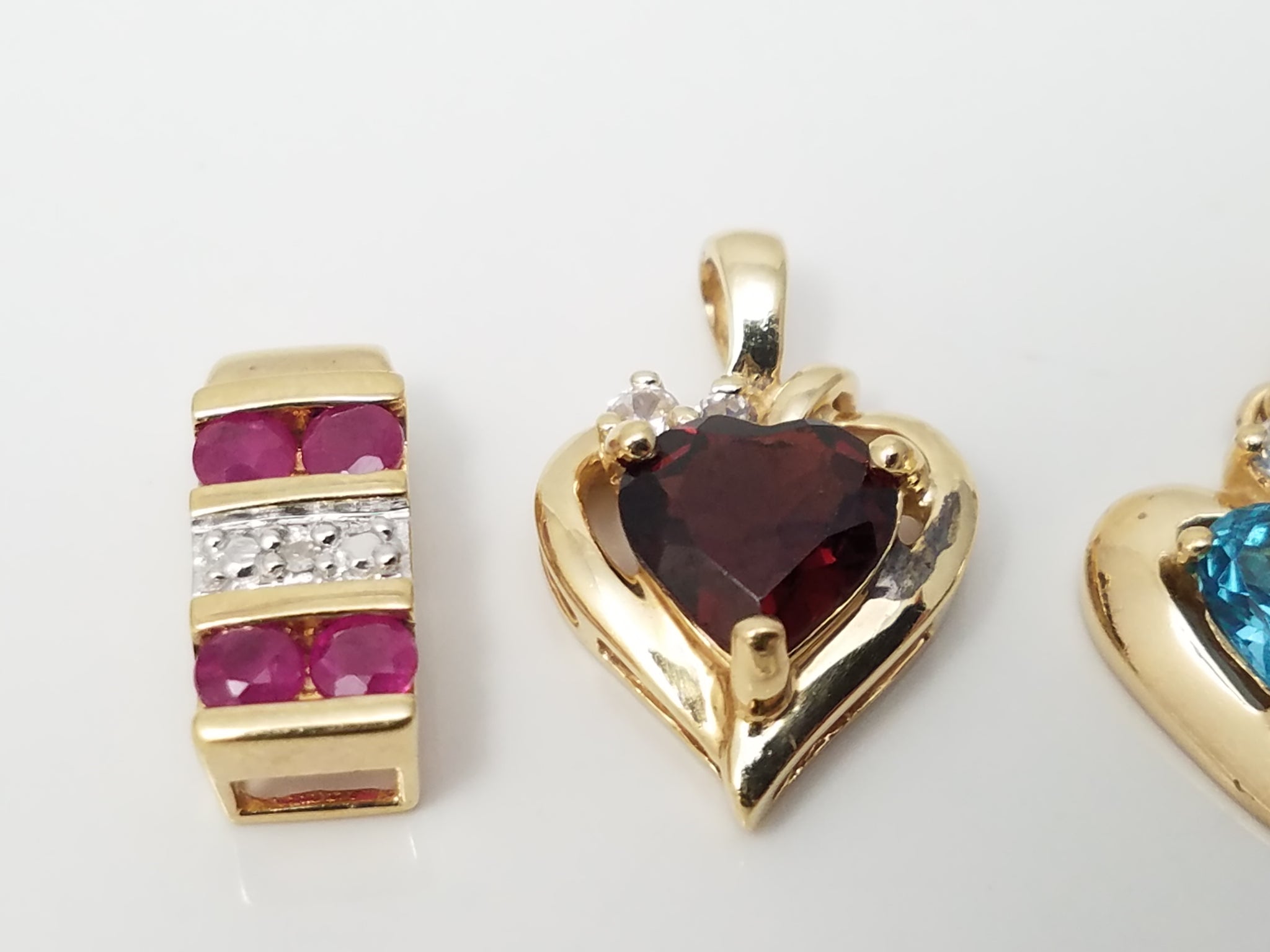 Lot of Five 10k Yellow Gold Natural Gemstone Pendants