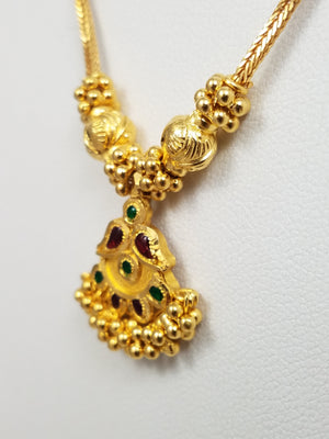 Showy 23k Yellow Gold Pendant Necklace