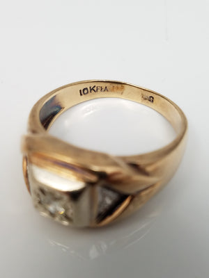 Vintage Men's 10k Yellow Gold Natural Diamond Ring