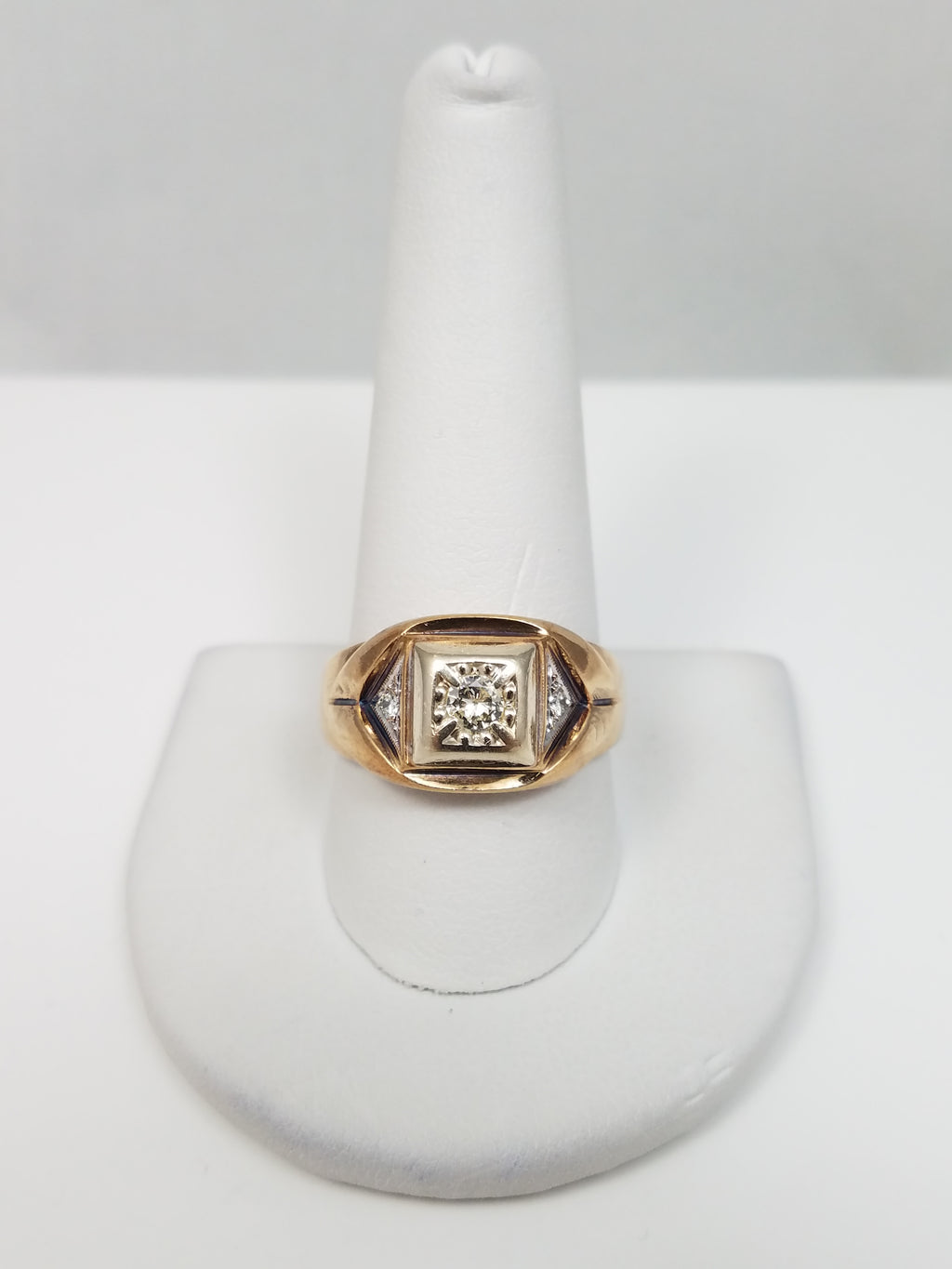 Vintage Men's 10k Yellow Gold Natural Diamond Ring