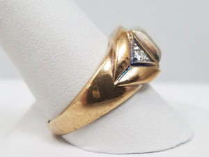 Vintage Men's 10k Yellow Gold Natural Diamond Ring