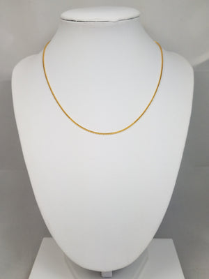 22k Yellow Gold Solid Box Link 14.75" Necklace