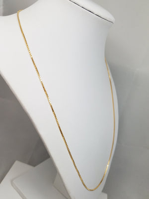 Solid Box Link 21.75" Necklace in 18k Yellow Gold