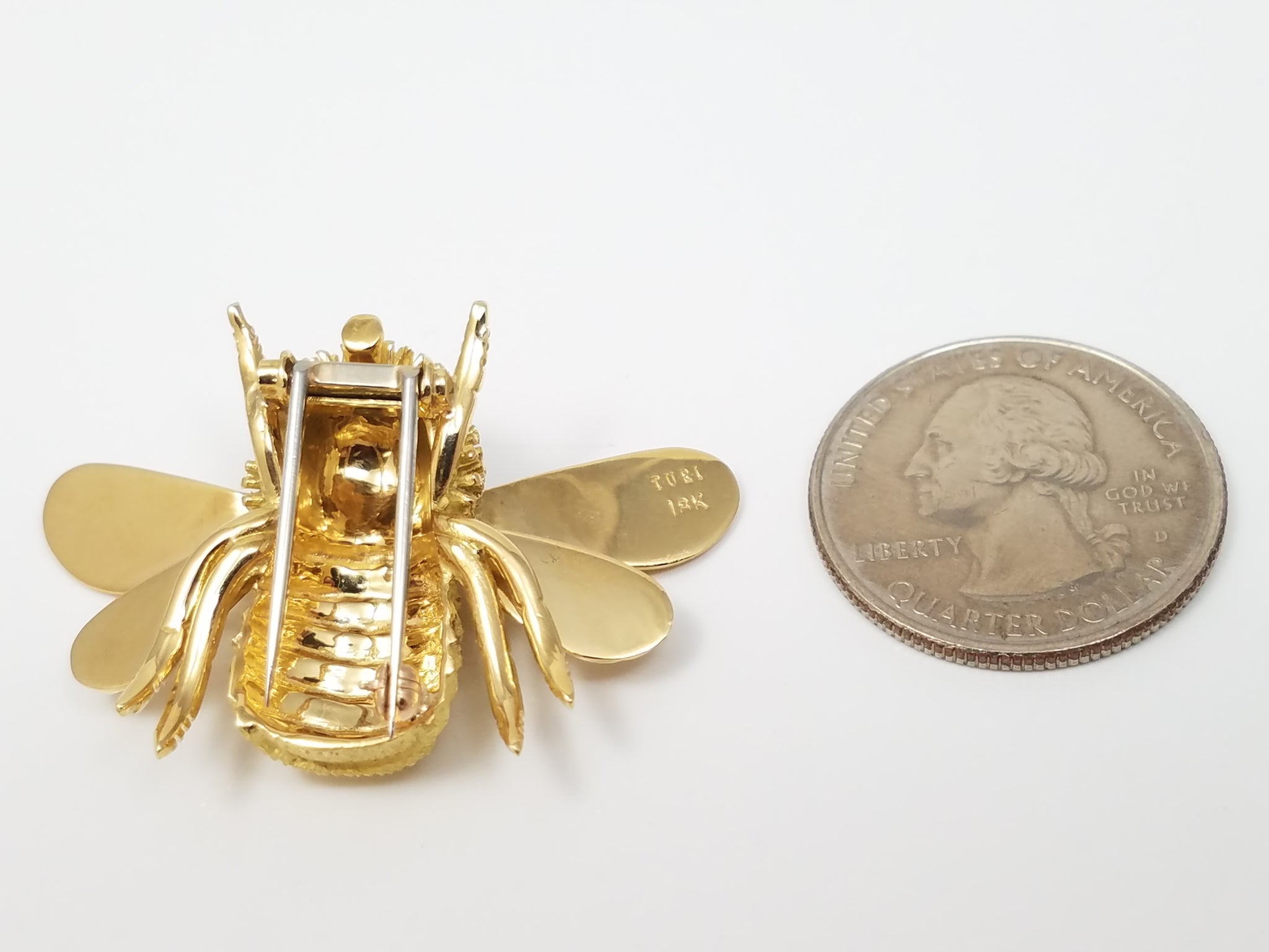 Large 18k Yellow Gold Turo Bumble Bee Brooch