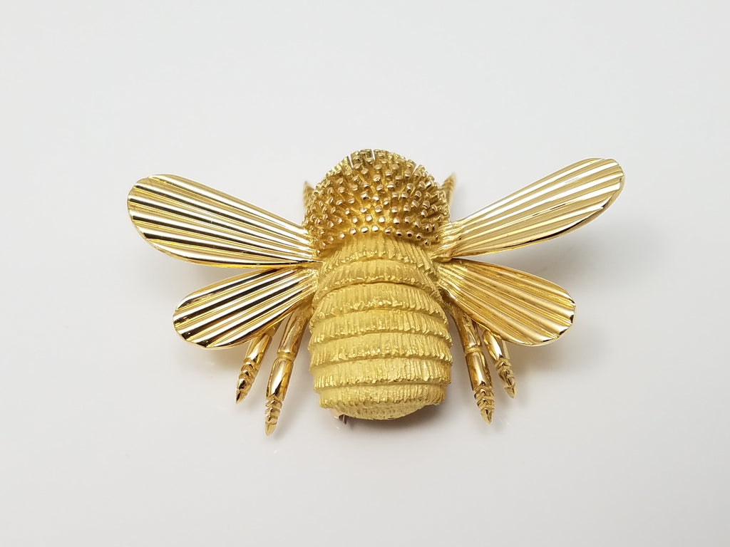 Large 18k Yellow Gold Turo Bumble Bee Brooch