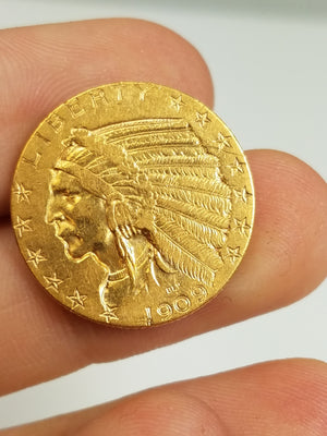 1910 US $5 Indian Head Gold Coin