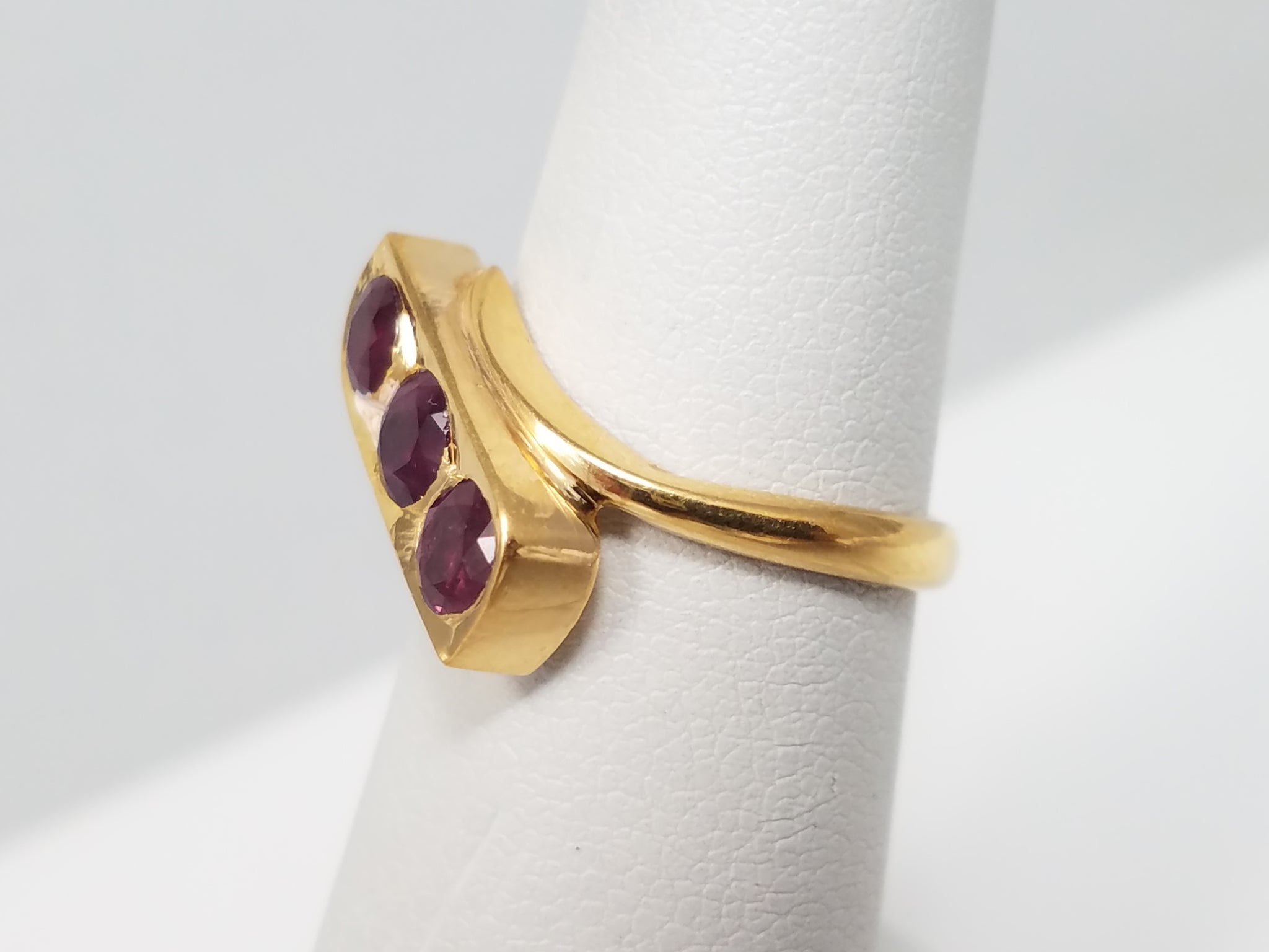 Elegant 21k Yellow Gold Natural Ruby Custom Ring