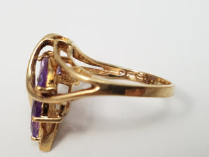 Modern 10k Yellow Gold Natural Amethyst Custom Ring