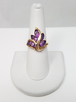 Modern 10k Yellow Gold Natural Amethyst Custom Ring