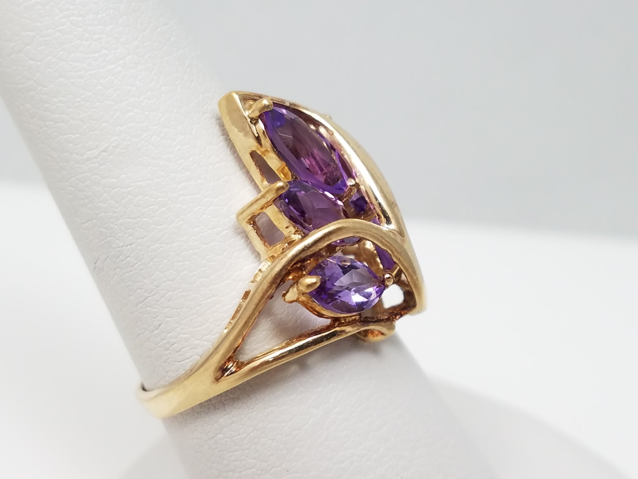 Modern 10k Yellow Gold Natural Amethyst Custom Ring