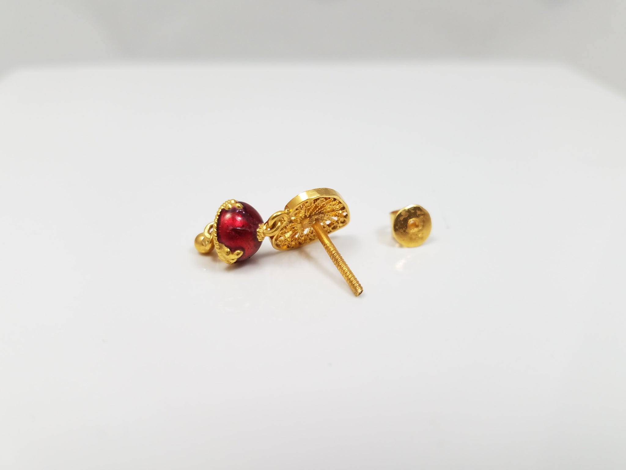 Dainty 22k Yellow Gold Enamel Dangle Earrings