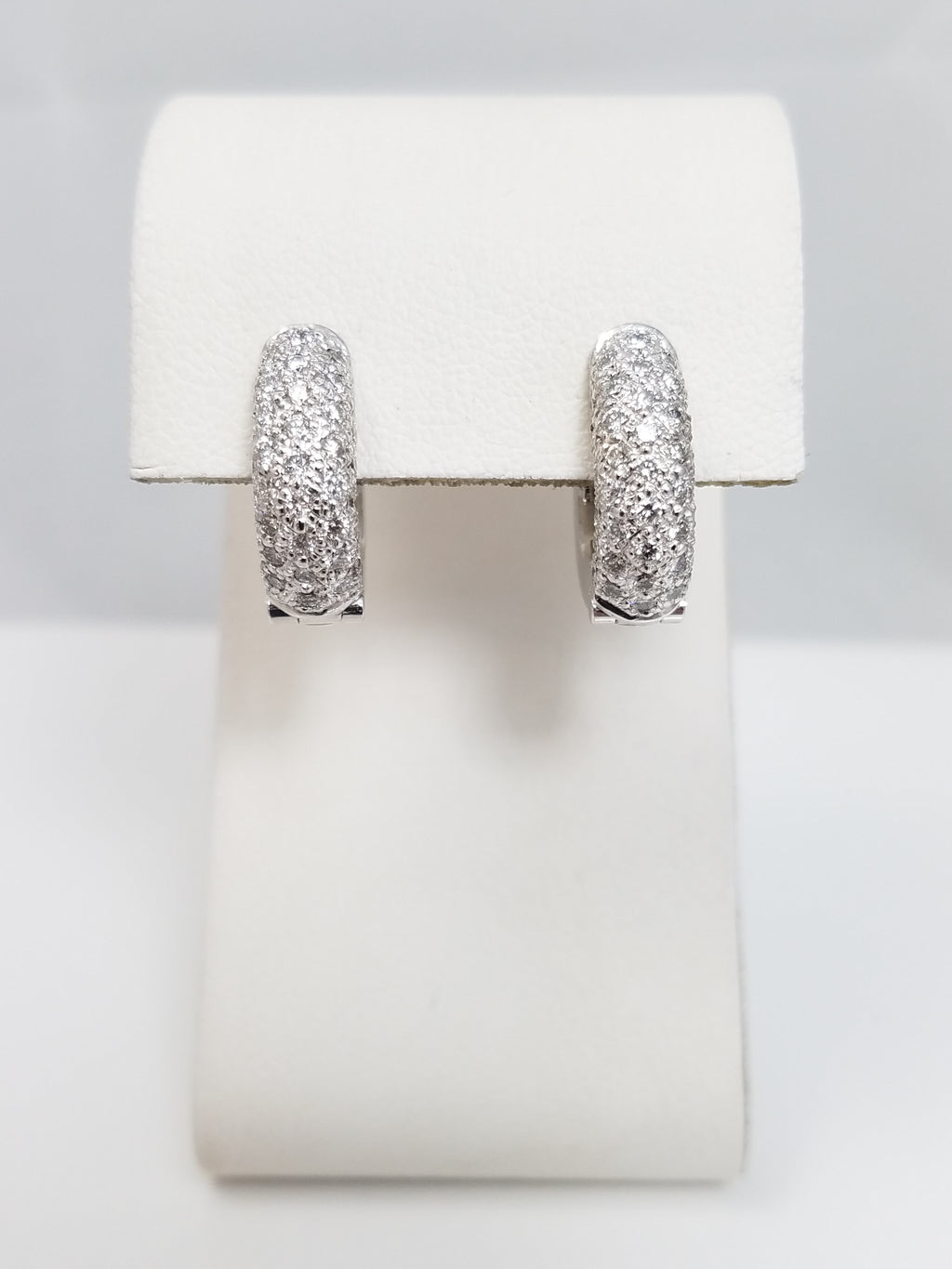 Dainty 14k White Gold Natural Diamond Huggie Hoop Earrings