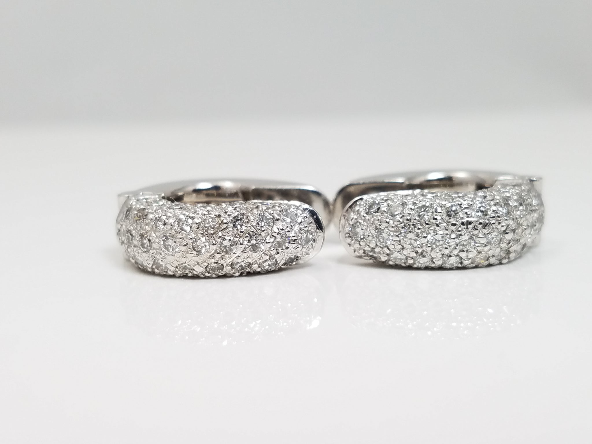 Dainty 14k White Gold Natural Diamond Huggie Hoop Earrings