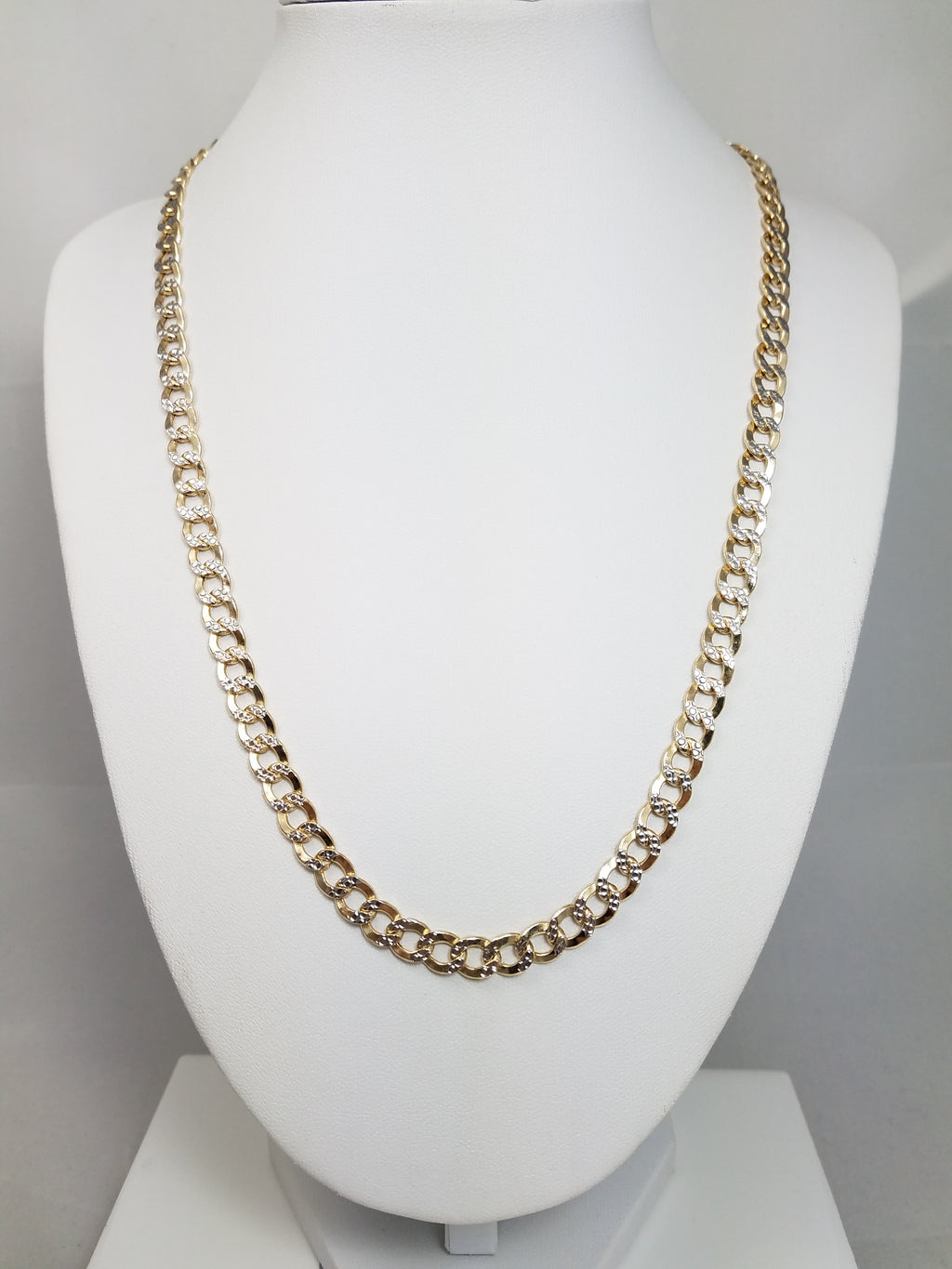 Sporty 20" 10k Two Tone Gold Hollow Curb Link Chain Necklace