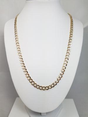 Sporty 20" 10k Two Tone Gold Hollow Curb Link Chain Necklace