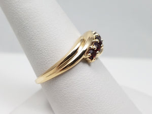 Simple 14k Yellow Gold Natural Garnet Ring Band