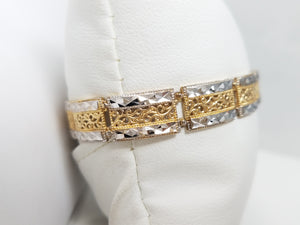 Intricate 7" 10k Two Tone Gold Diamond Cut Link Bracelet