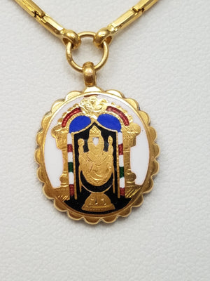 Divine 15" 20k Yellow Gold Enamel Pendant Necklace